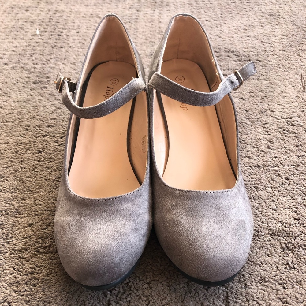 Womens Grey Wedges/maryjanes SZ 10